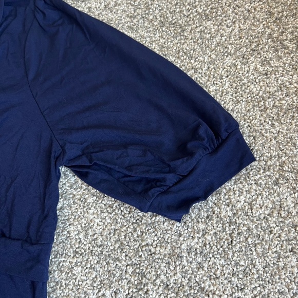 August Silk Blue Front Twist 1/2 Sleeve V Neck Blouse, Size Large - Picture 4 of 6